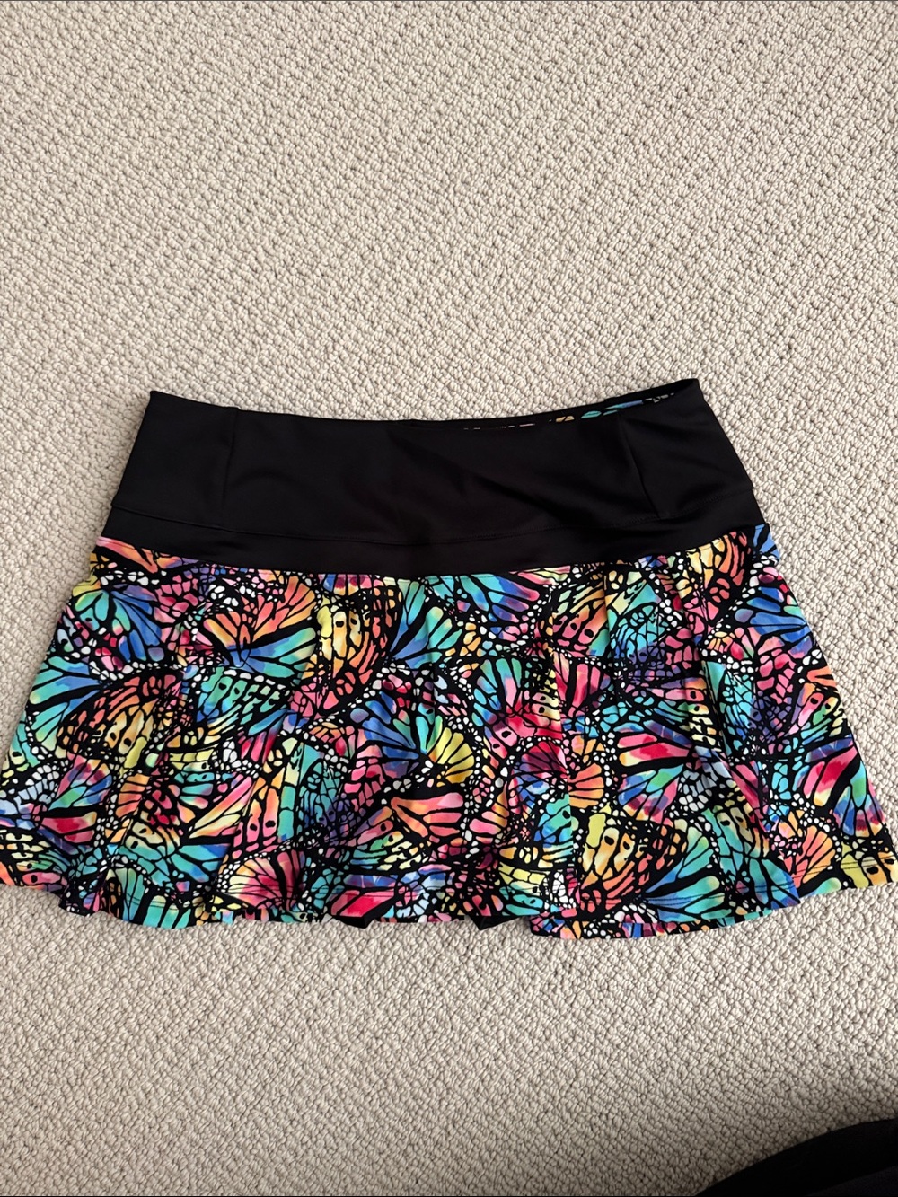 B Passionit Black Multicolor Butterfly Print Active tennis Skirt